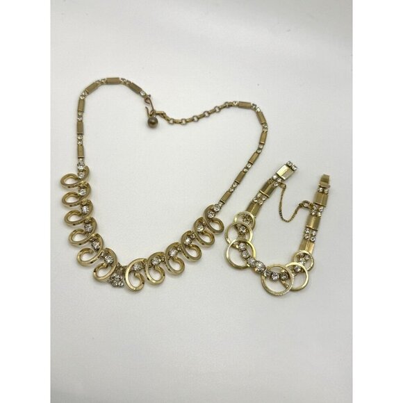 Vintage SARAH COVENTRY Celestial Fire Rhinestone Necklace Bracelet Set - Picture 11 of 12
